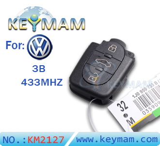 VW 3 button remote 1 JO 959 753 B 433Mhz