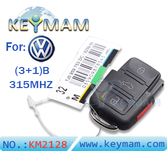 VW 3+1 button remote 1 JO 959 753 DC 315Mhz