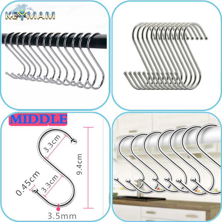 S shaped metal hook middle size 10 pcs/lot