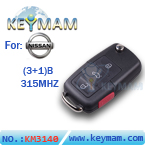 Nissan (3 +1 ) Button Modified Remote Key  315mhz 