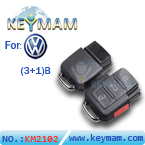 VW 3+1 Button Remote Shell