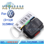 VW 3+1 button remote 1 JO 959 753 T 315Mhz
