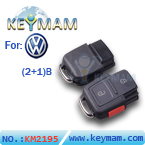 VW 2+1 button remote shell