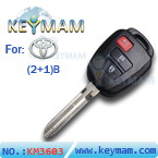 Toyota 2+1 button remote key shell(without logo)