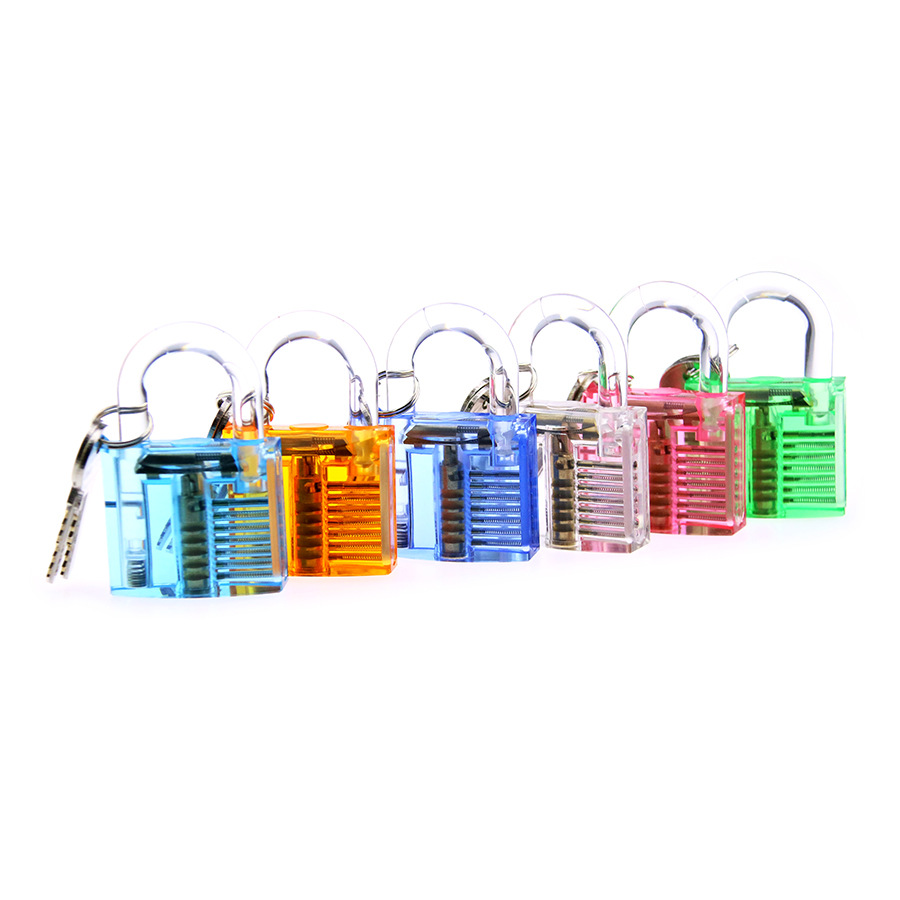 50pcs/lot wholesale Colorful random transparent cutaway view of practice lock with 2 keys padlock locksmith  