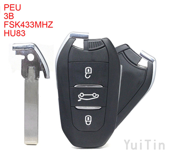 PEUGEOT DS smart remote key 3 buttons FSK433MHz 7945chip