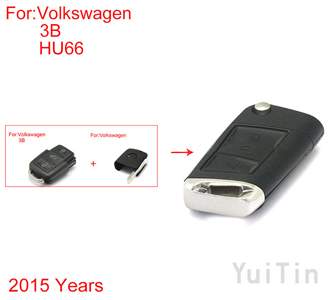 VOLKSWAGEN old style model separate part upgrade folding remote shell 3 buttons HU66 2015year