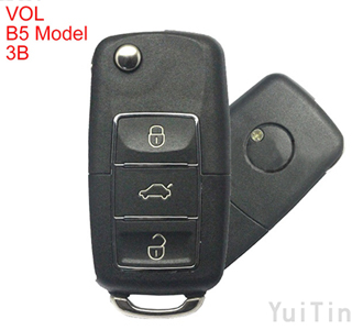 Volkswagen B5 type remote key shell 3 buttons with waterproof（black)
