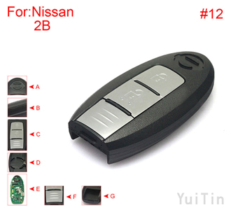[NISSAN] [SMA] remote shell 2 buttons ( battery buckle towards right , without block place ,with logo , back side without word) #12