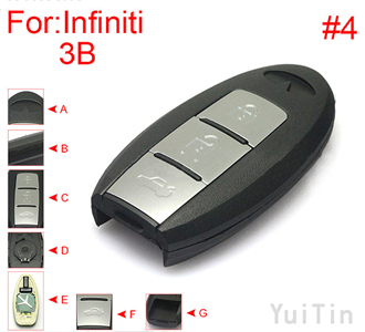 [INFINITI] [SMA] remote shell 3 buttons (battery buckle towards down , without block place ,back side without word) #4