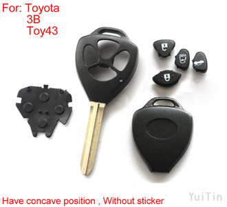 TOYOTA remote key shell 3 buttons big logo with concave
