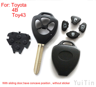 TOYOTA  remote key shell 4 buttons with the door key big logo concave position without sticker easy to cut copper-nickel alloy TOY43