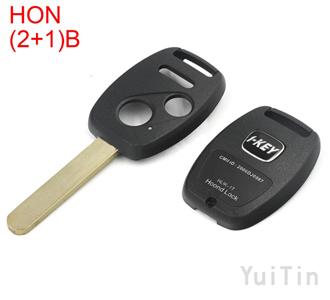 HONDA remote key shell 2 +1buttons with sticker（with chip positions and without chip positions 2in1)easy to cut copper-nickel alloy HON66
