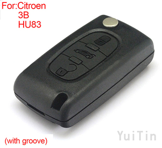 [CITROEN] remote key shell 3 button (with groove)