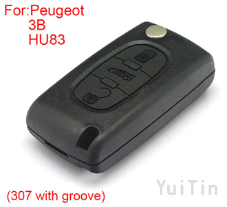 [PEUGEOT] remote key shell 3 button (307 with groove)