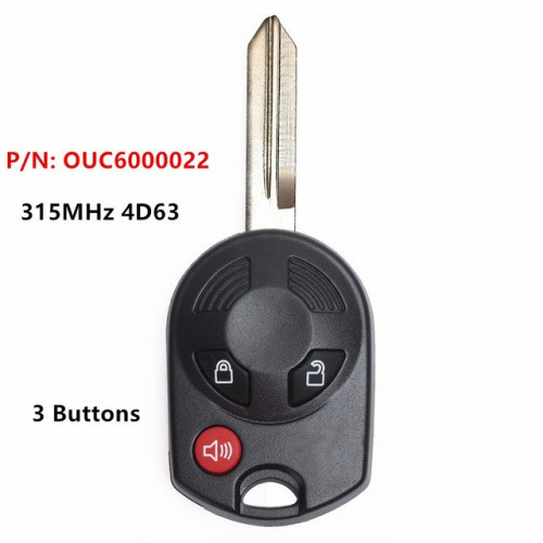 3 Buttons 315MHz Remote Key With 4D-63 /4D-63+ CHIP For Ford