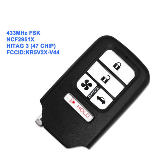 4+1 Buttons 433MHz Replacement Smart Remote Key For Honda