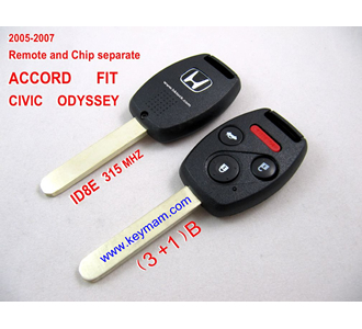 2005-2007 Honda ID8E дистанционного ключа (3 +1) кнопки и чип отдельный ACCORD FIT CIVIC 315MHZ ODYSSEY