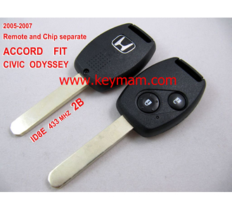 2005-2007 Honda ID8E дистанционного ключа 2 кнопки и чип отдельный ACCORD FIT CIVIC ODYSSEY 433 МГц