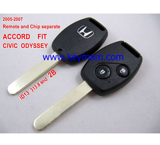 2005-2007 Honda ID13 дистанционного ключа 2 кнопки и чип отдельный ACCORD FIT CIVIC 313.8MHZ ODYSSEY