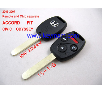 2005-2007 Honda ID48 дистанционного ключа (3 +1) кнопки и чип отдельный ACCORD FIT CIVIC 313.8MHZ ODYSSEY