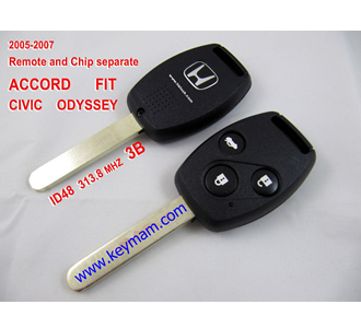 2005-2007 Honda ID48 дистанционный ключ 3 кнопки и чип отдельный ACCORD FIT CIVIC 313.8MHZ ODYSSEY