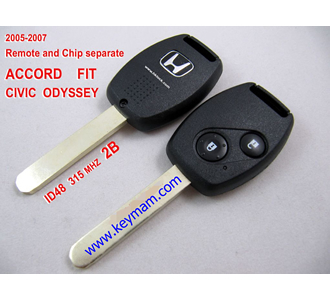 2005-2007 Honda ID48 дистанционного ключа 2 кнопки и чип отдельный ACCORD FIT CIVIC ODYSSEY 315 MHZ