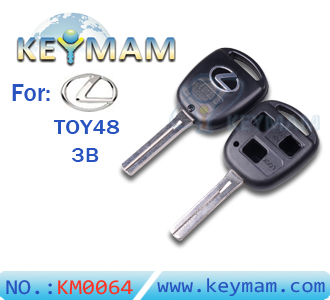 Lexus TOY48 3 button remote key shell for Silver Logo