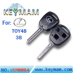 Lexus TOY48 3 button remote key shell for Silver Logo