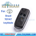 Toyota Corolla, Vios 3 button remote flip key shell(Brazil)