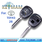 Toyota TOY43 2 button remote key shell for Silver Logo