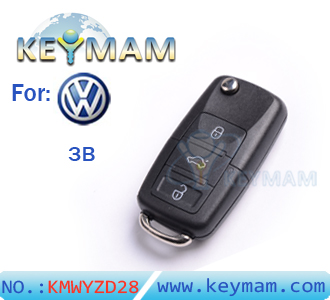 VW 3 button flip remote key shell