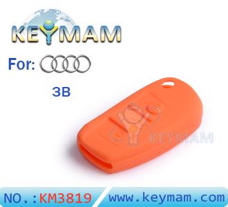 Audi 3 button remote control silicon rubber case orange color