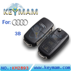 Audi  3 button flip remote key shell
