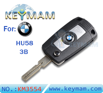 BMW HU58 3 button modified flip remote key shell 