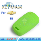 Chevrolet 3 button remote control silicon rubber case green color