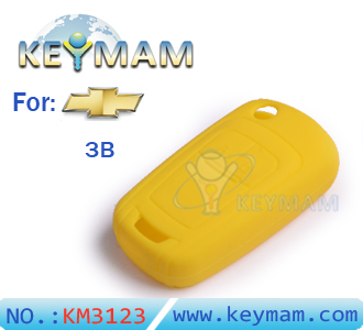 Chevrolet 3 button remote control silicon rubber case yellow color 10pcs/lot