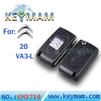Citroen 2 button flip remote key shell VA3-L