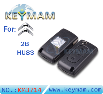 Citroen 2 button flip remote key shell HU83