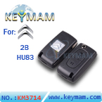 Citroen 2 button flip remote key shell HU83