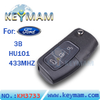 Ford Focus HU101 3 Button Flip Remote Key 433mhz