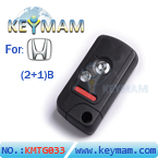 Honda 2+1 Button Flip Remote Key Shell