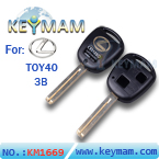 Lexus TOY40 3 button remote key shell