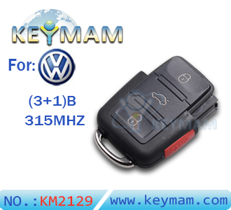 VW 3+1 button remote 1 JO 959 753 AM 315Mhz