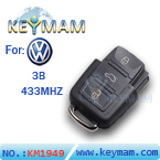 VW 3 button remote 1 JO 959 753 P 433Mhz